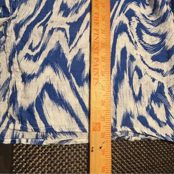 JM Collection 100% Linen Blue White Blouse Shirt Top size 18 long sleeve - Picture 9 of 9